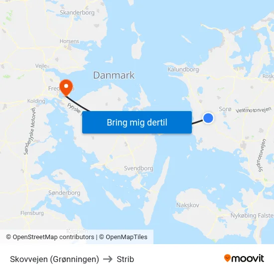 Skovvejen (Grønningen) to Strib map