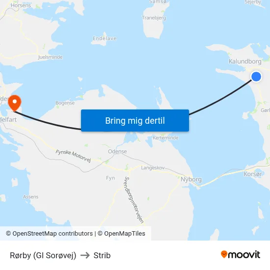 Rørby (Gl Sorøvej) to Strib map