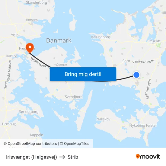Irisvænget (Helgesvej) to Strib map