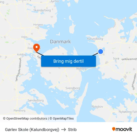 Gørlev Skole (Kalundborgvej) to Strib map