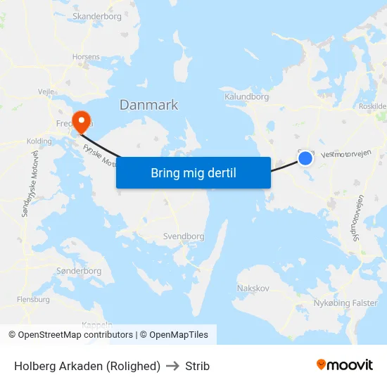 Holberg Arkaden (Rolighed) to Strib map