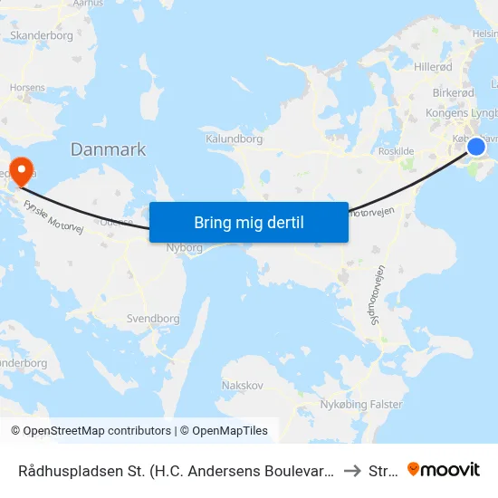 Rådhuspladsen St. (H.C. Andersens Boulevard) to Strib map
