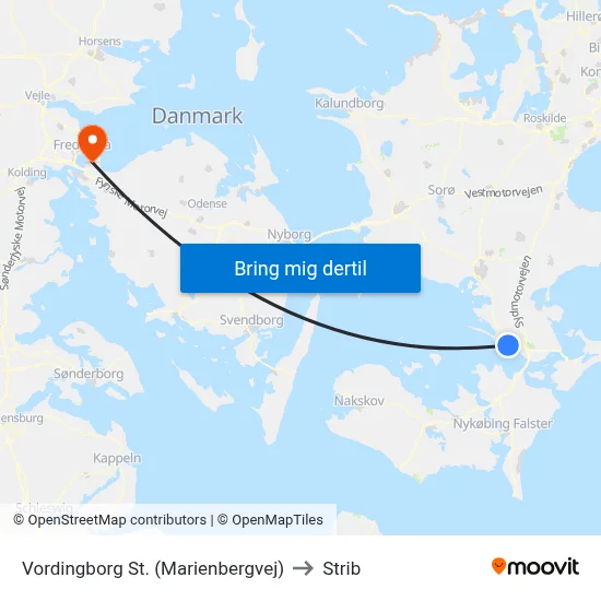 Vordingborg St. (Marienbergvej) to Strib map