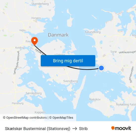 Skælskør Busterminal (Stationsvej) to Strib map