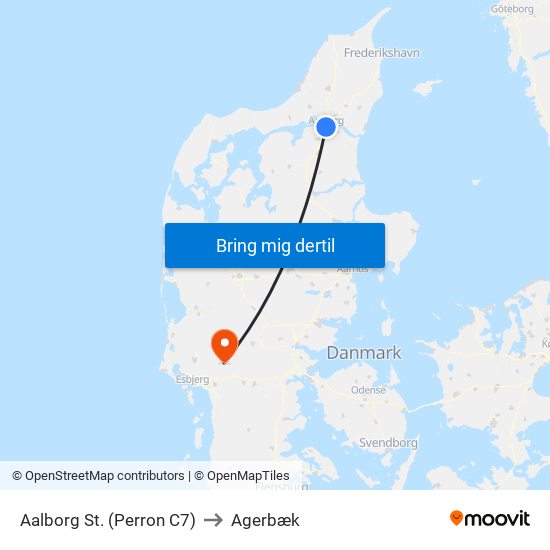 Aalborg St. (Perron C7) to Agerbæk map