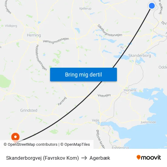 Skanderborgvej (Favrskov Kom) to Agerbæk map