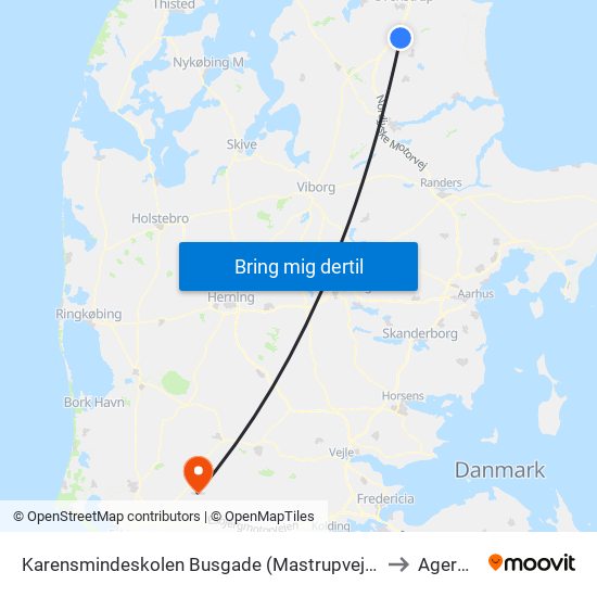 Karensmindeskolen Busgade (Mastrupvej / Støvring) to Agerbæk map