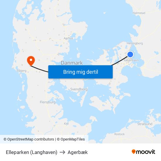 Elleparken (Langhaven) to Agerbæk map