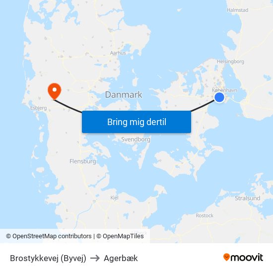 Brostykkevej (Byvej) to Agerbæk map