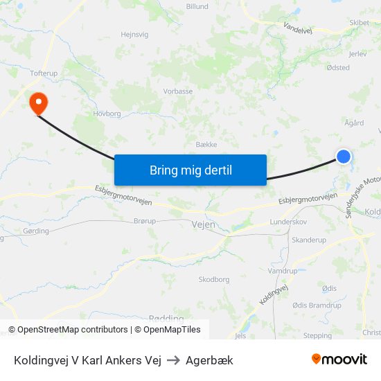 Koldingvej V Karl Ankers Vej to Agerbæk map