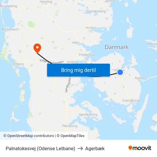 Palnatokesvej (Odense Letbane) to Agerbæk map