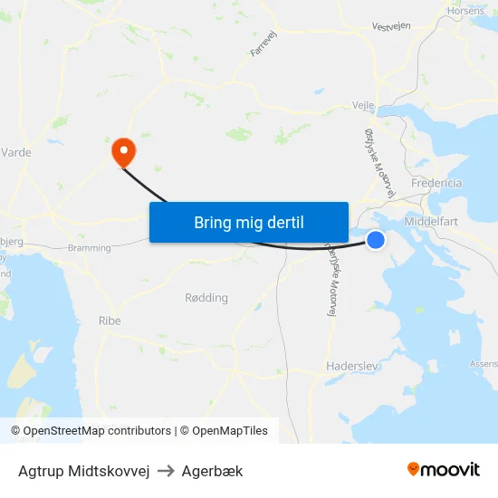 Agtrup Midtskovvej to Agerbæk map