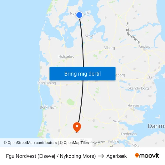 Fgu Nordvest (Elsøvej / Nykøbing Mors) to Agerbæk map