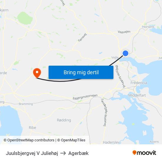 Juulsbjergvej V Juliehøj to Agerbæk map