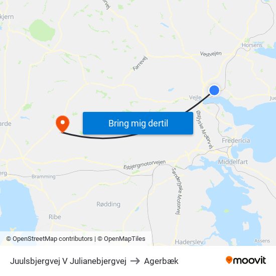 Juulsbjergvej V Julianebjergvej to Agerbæk map