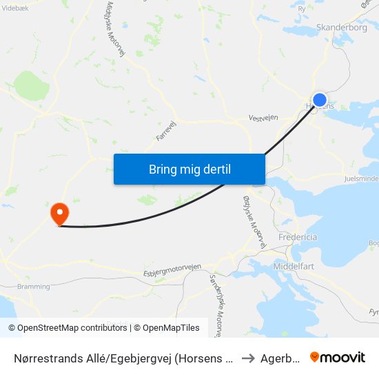 Nørrestrands Allé/Egebjergvej (Horsens Kom) to Agerbæk map