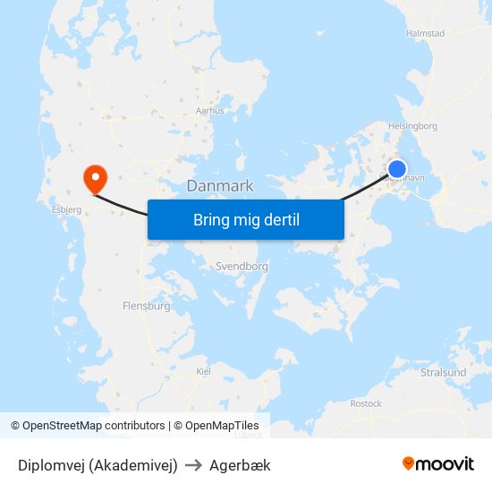 Diplomvej (Akademivej) to Agerbæk map