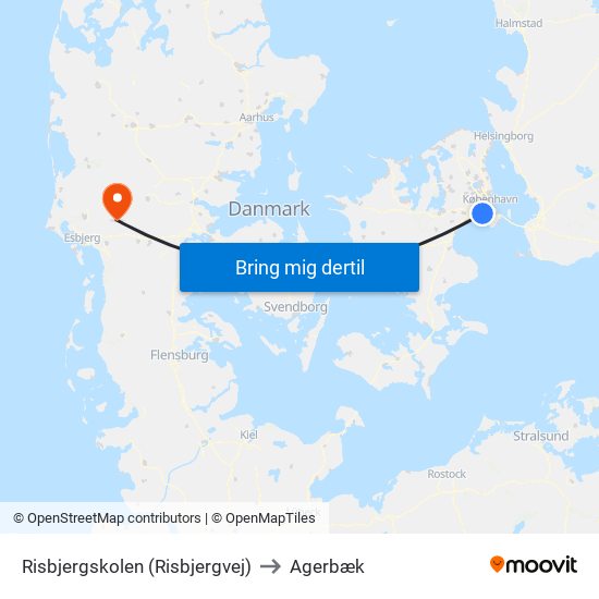 Risbjergskolen (Risbjergvej) to Agerbæk map