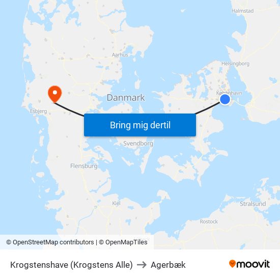 Krogstenshave (Krogstens Alle) to Agerbæk map