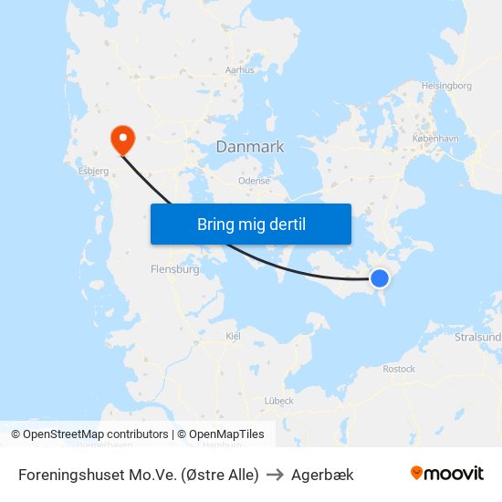 Foreningshuset Mo.Ve. (Østre Alle) to Agerbæk map