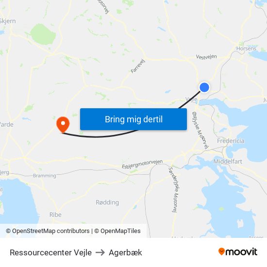 Ressourcecenter Vejle to Agerbæk map