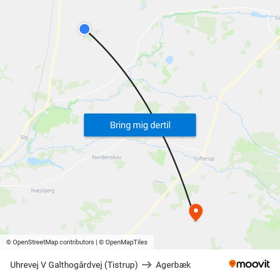 Uhrevej V Galthogårdvej (Tistrup) to Agerbæk map
