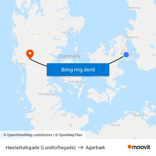 Høsterkøbgade (Lundtoftegade) to Agerbæk map