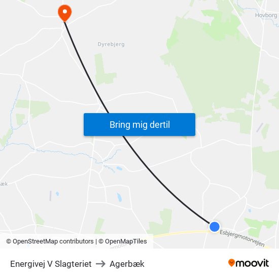 Energivej V Slagteriet to Agerbæk map