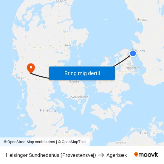 Helsingør Sundhedshus (Prøvestensvej) to Agerbæk map