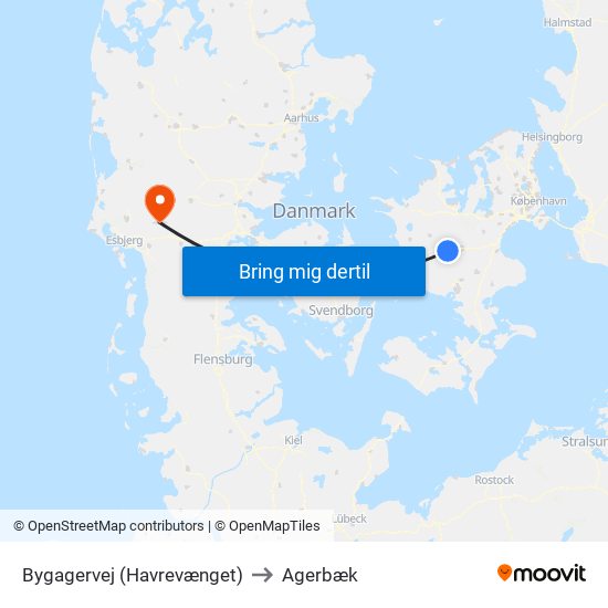 Bygagervej (Havrevænget) to Agerbæk map