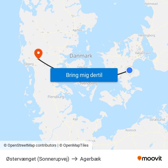 Østervænget (Sonnerupvej) to Agerbæk map