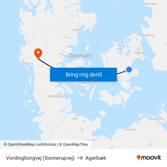 Vordingborgvej (Sonnerupvej) to Agerbæk map