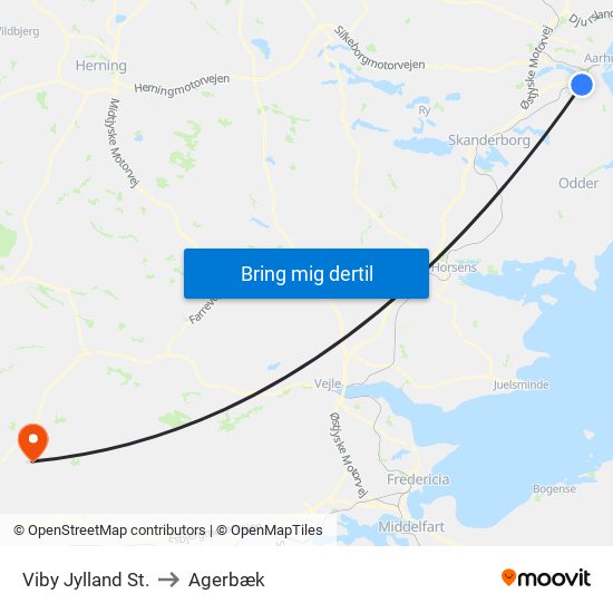 Viby Jylland St. to Agerbæk map