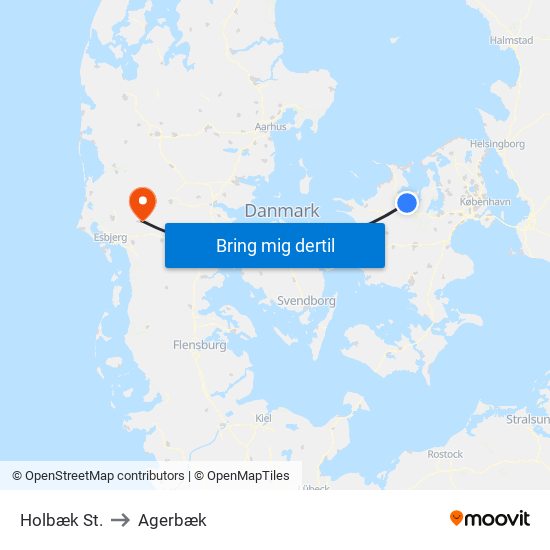 Holbæk St. to Agerbæk map