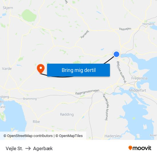 Vejle St. to Agerbæk map