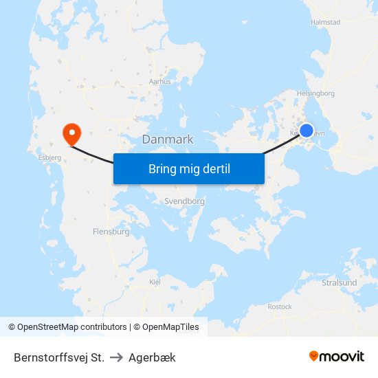 Bernstorffsvej St. to Agerbæk map