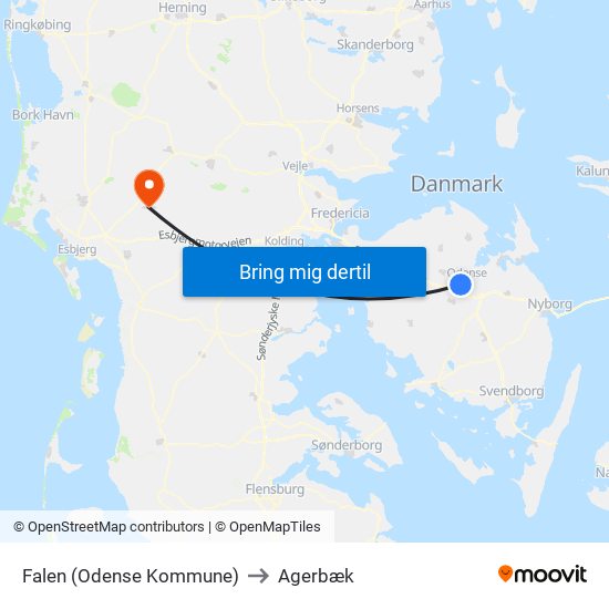 Falen (Odense Kommune) to Agerbæk map