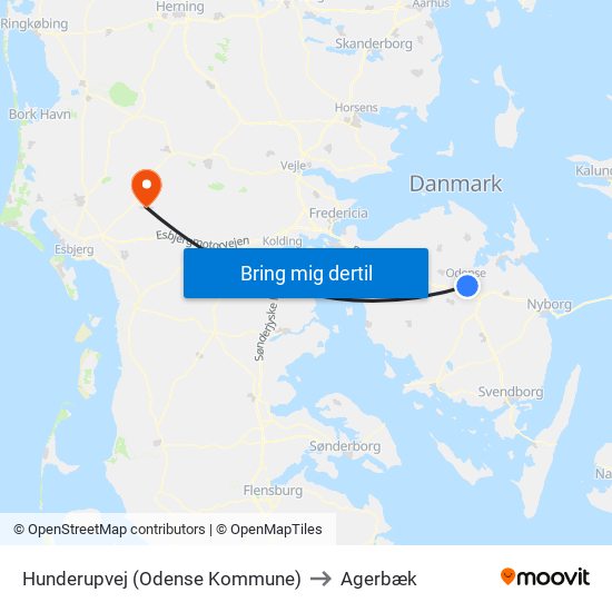 Hunderupvej (Odense Kommune) to Agerbæk map