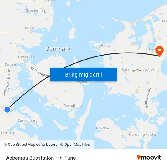 Aabenraa Busstation to Tune map
