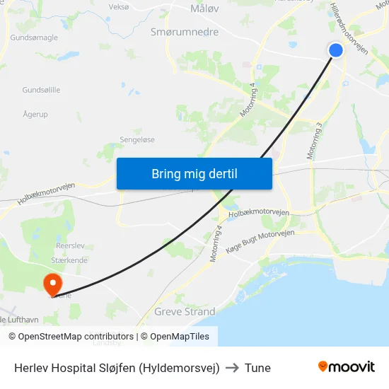 Herlev Hospital Sløjfen (Hyldemorsvej) to Tune map