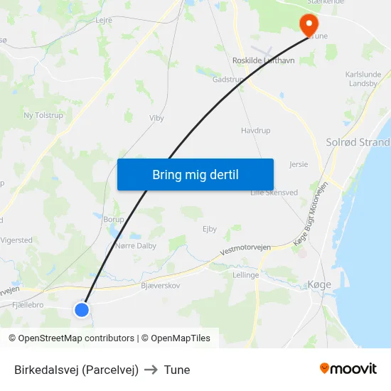 Birkedalsvej (Parcelvej) to Tune map