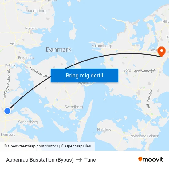 Aabenraa Busstation (Bybus) to Tune map