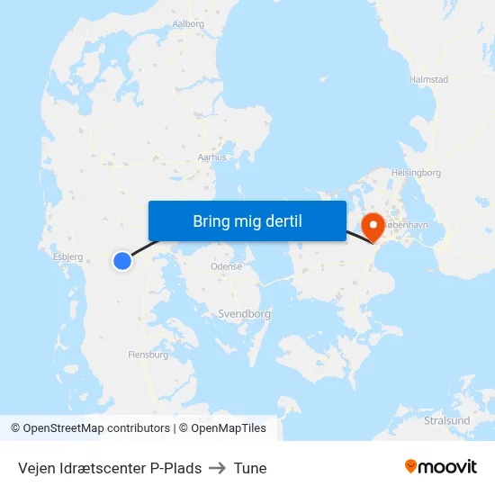 Vejen Idrætscenter P-Plads to Tune map
