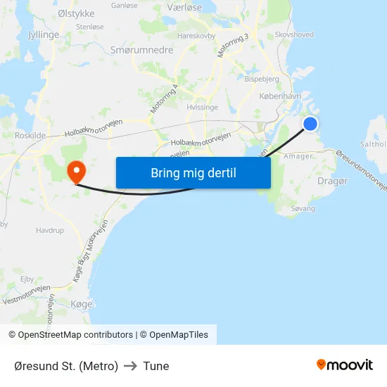 Øresund St. (Metro) to Tune map