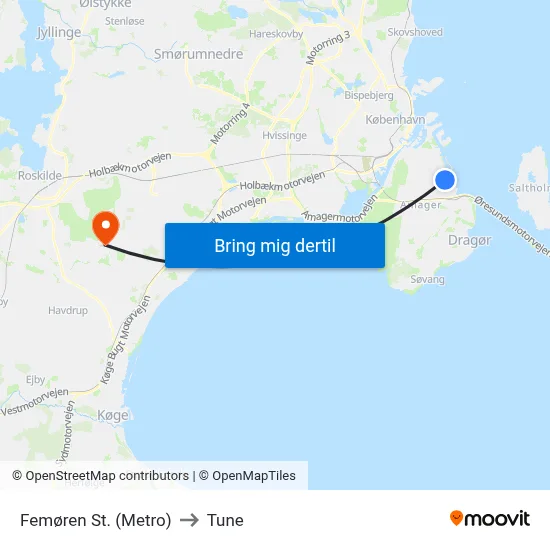 Femøren St. (Metro) to Tune map