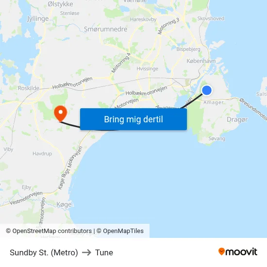 Sundby St. (Metro) to Tune map