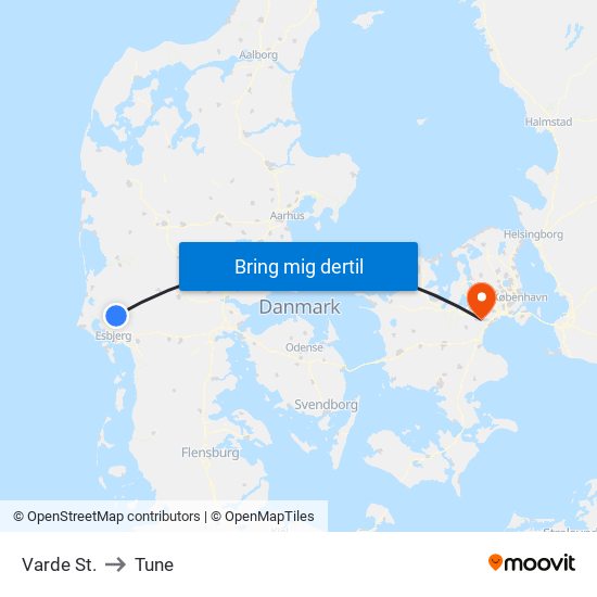 Varde St. to Tune map