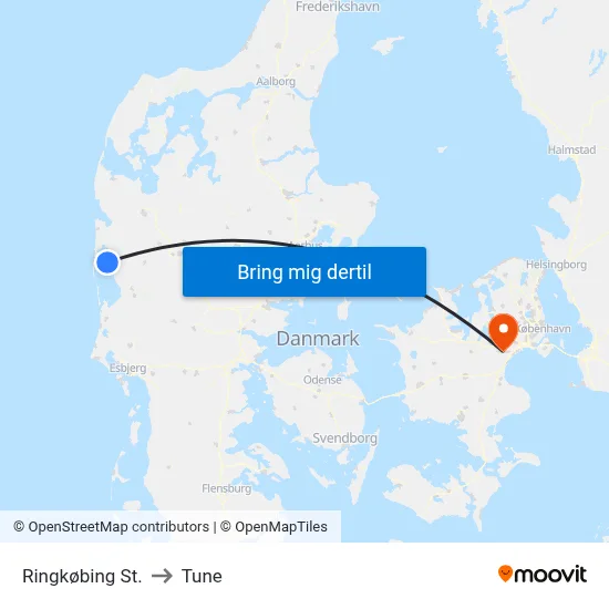 Ringkøbing St. to Tune map