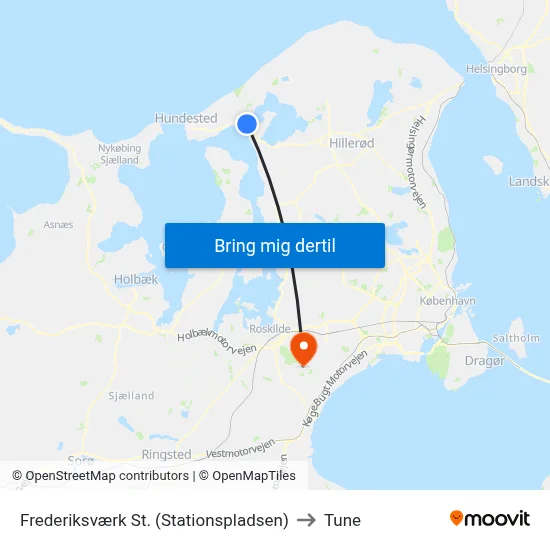 Frederiksværk St. (Stationspladsen) to Tune map