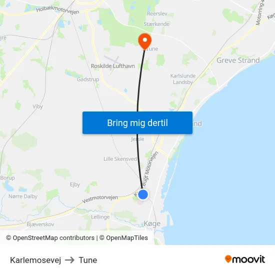 Karlemosevej to Tune map